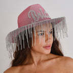 Pink Glitter Bride Cowboy Hat