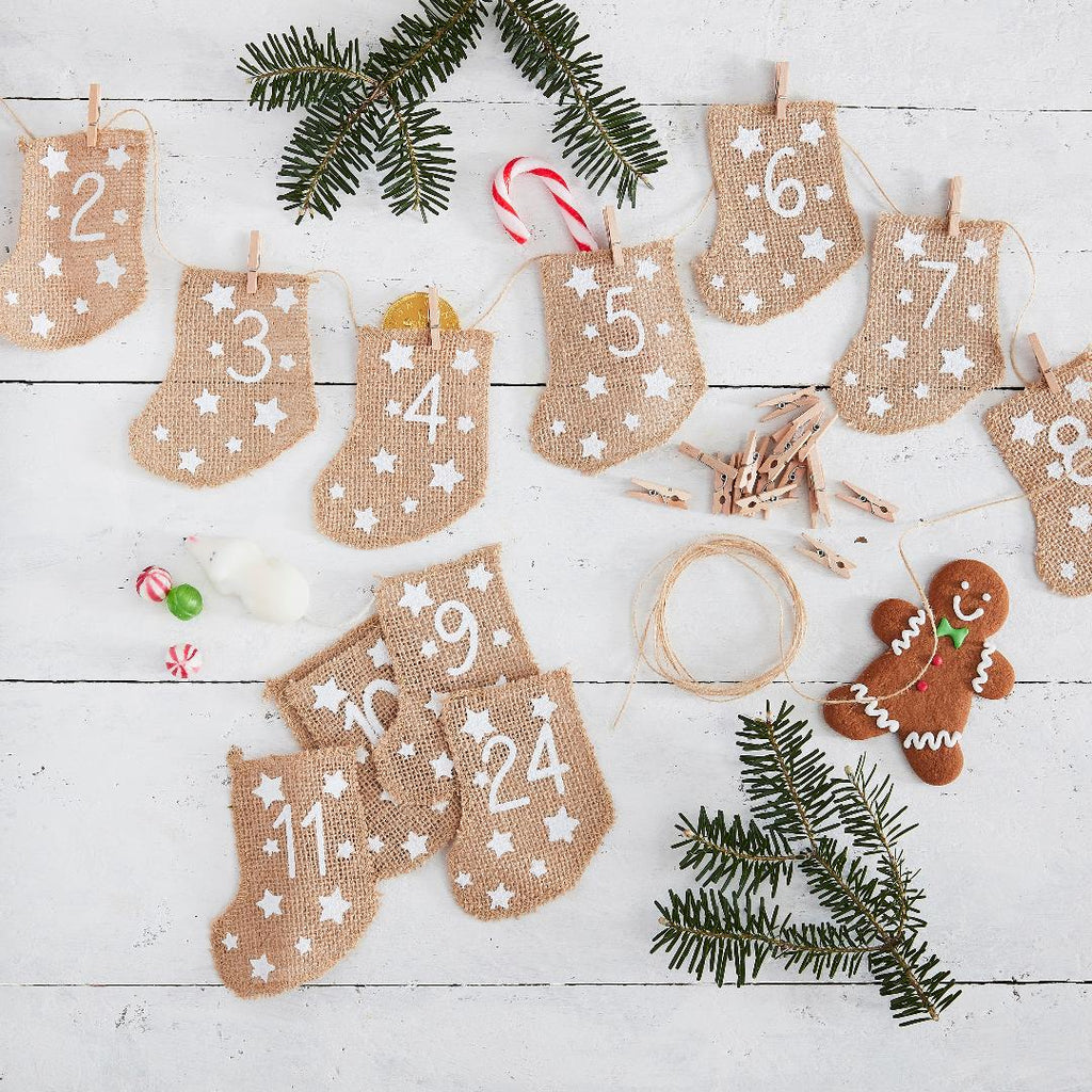 Hessian Stockings Fill Your Own Advent Calendar - Beales department store