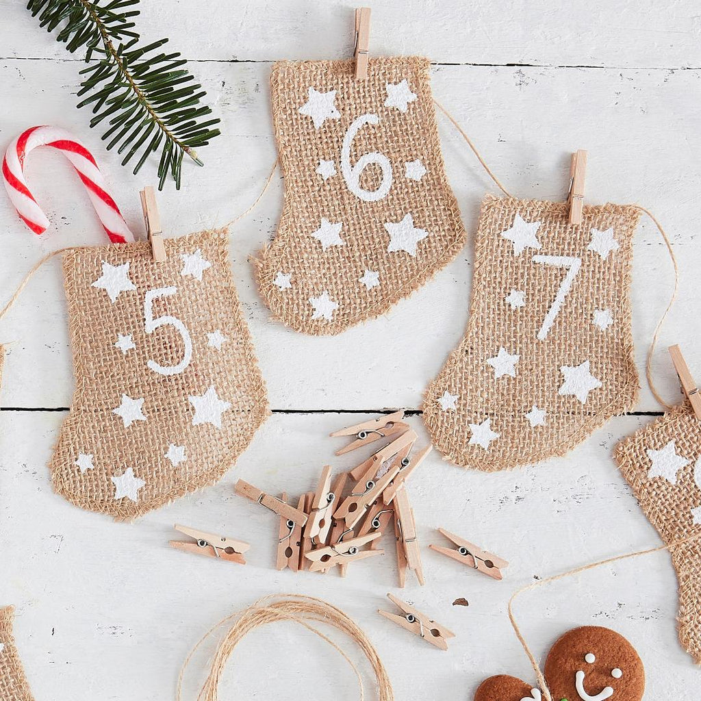 Hessian Stockings Fill Your Own Advent Calendar - Beales department store