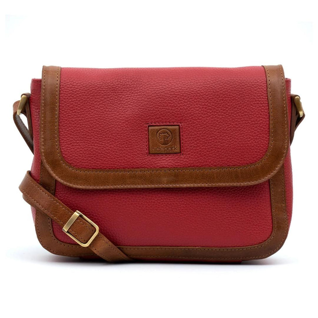 Hide Park Bessie Women's Red Tan Handbag - One Size - Beales department store