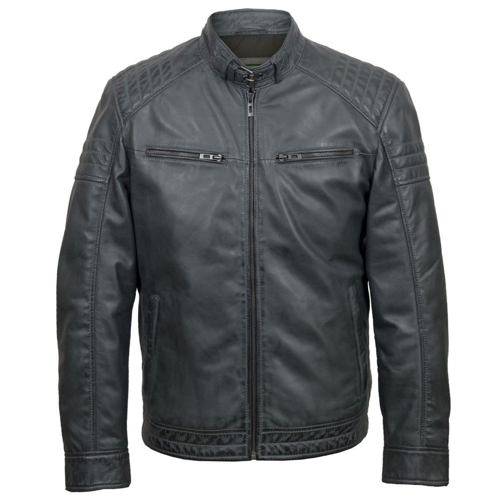 Hide Park Budd Men’s Grey Leather Jacket - Beales department store