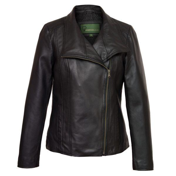 Hide Park Cayla Women’s Black Leather Biker Jacket - Beales department store