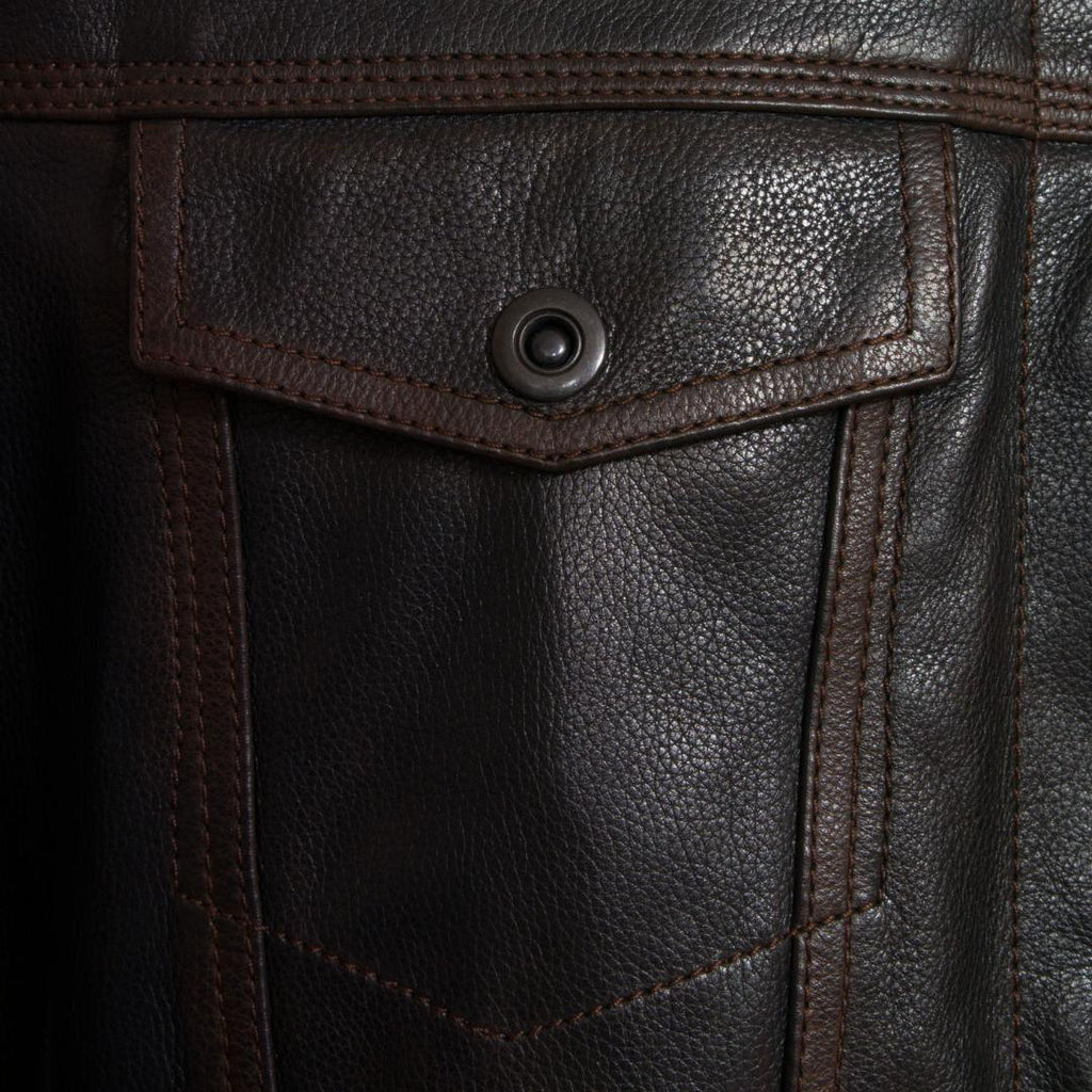Hide Park Elvis Men’s Black Antique Denim Style Leather Jacket - Beales department store