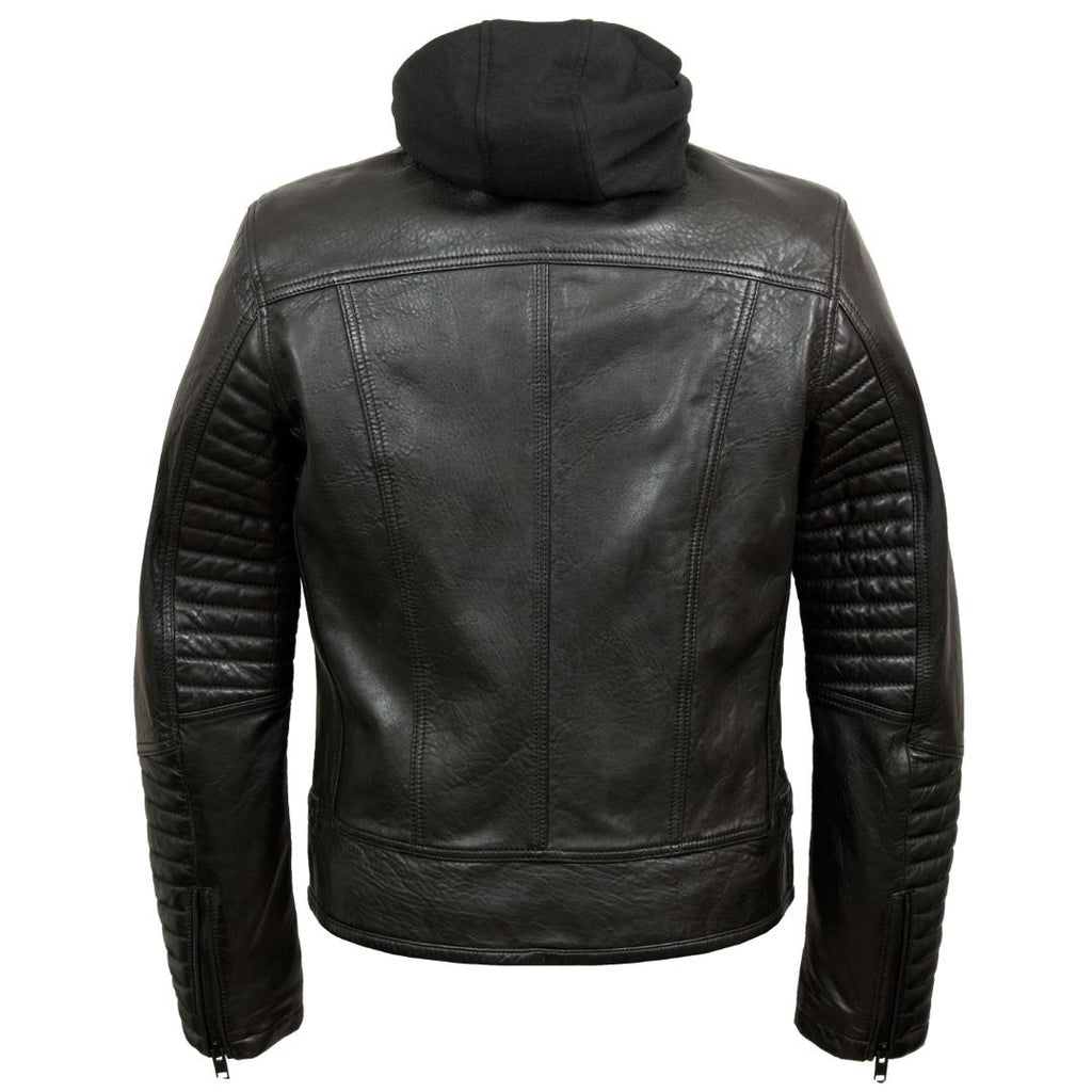 Hide Park Emerson Men’s Black Hooded Leather Jacket - Beales department store
