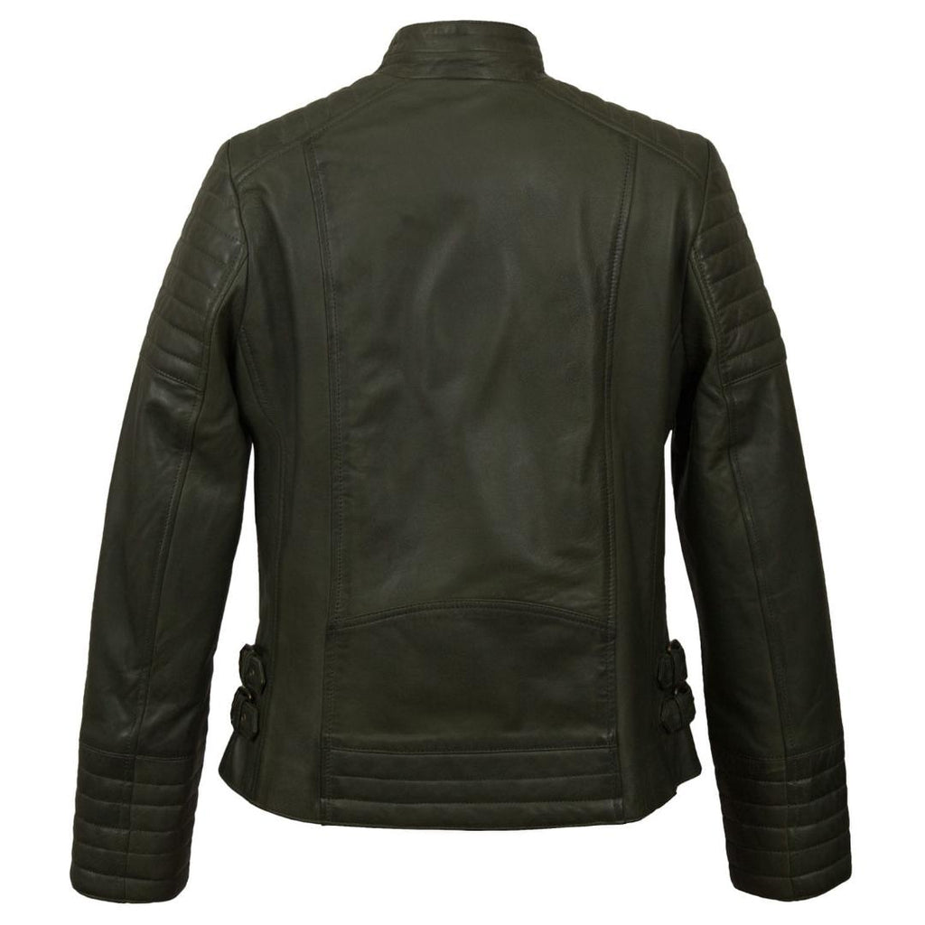 Hide Park Emma Women’s Green Leather Biker Jacket - Beales department store