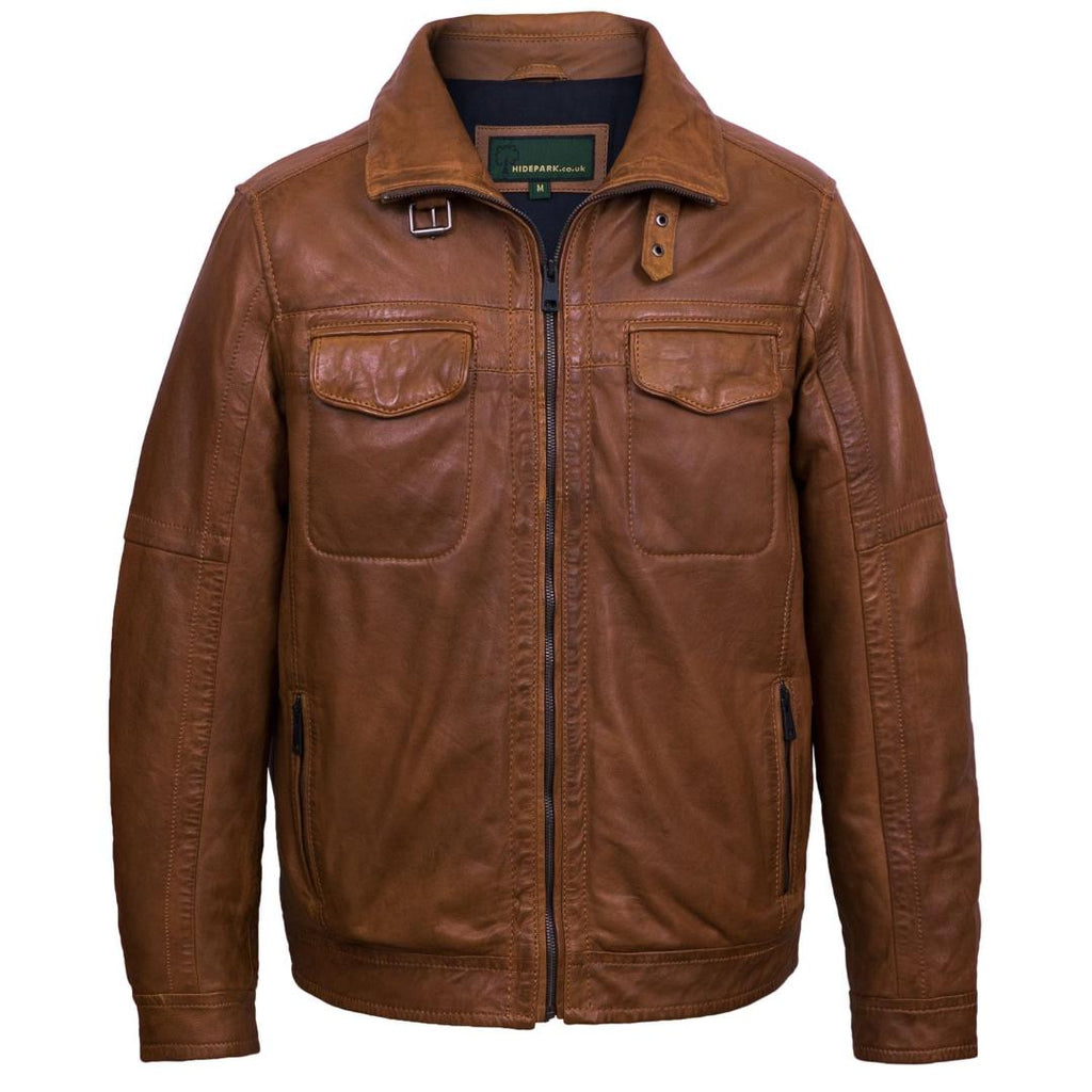 Hide Park Jake Men’s Tan Leather Jacket - Beales department store