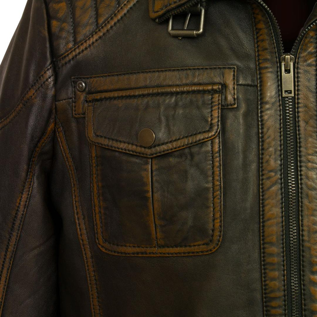 Hide Park Jenson Men’s Black Antique Leather Jacket - Beales department store