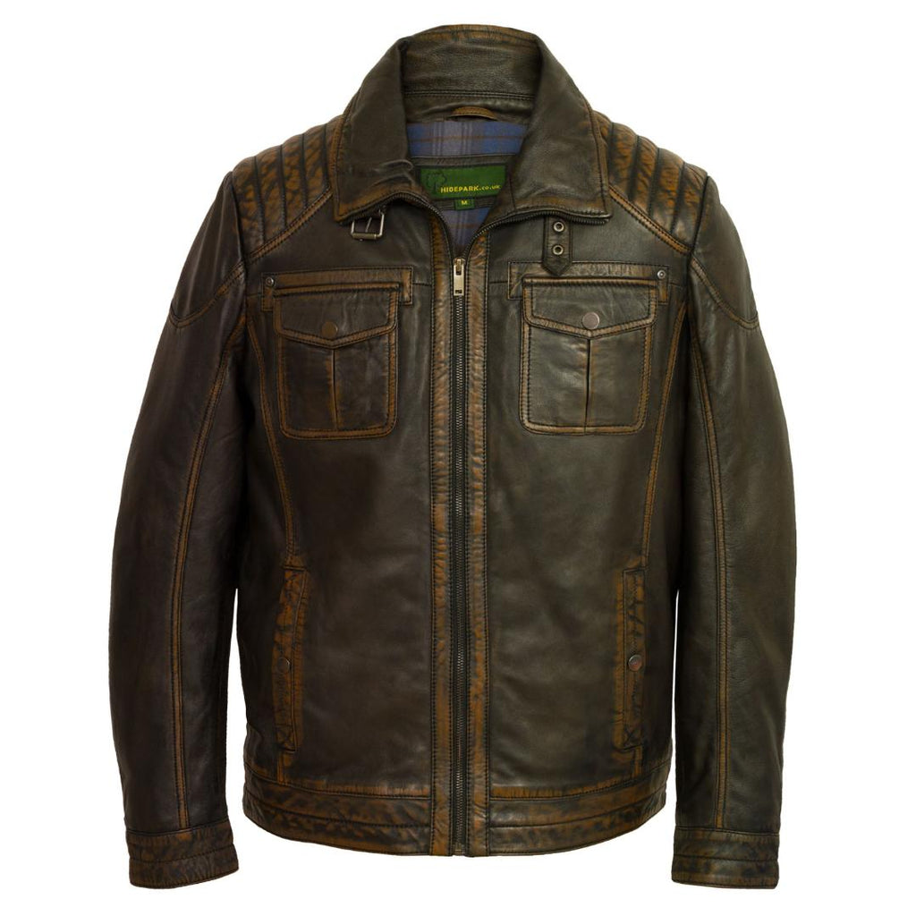 Hide Park Jenson Men’s Black Antique Leather Jacket - Beales department store