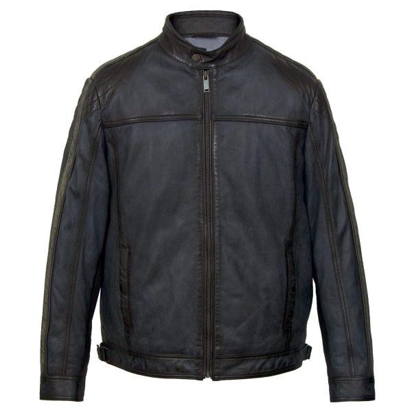 Hide Park Jerome Men’s Blue Leather Jacket - Beales department store