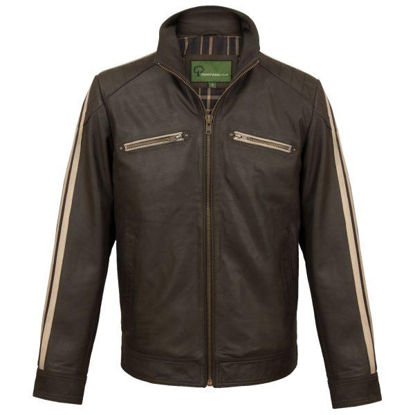 Hide Park Lewis Men’s Brown Biker Leather Jacket - Beales department store