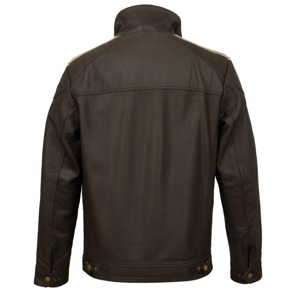 Hide Park Lewis Men’s Brown Biker Leather Jacket - Beales department store