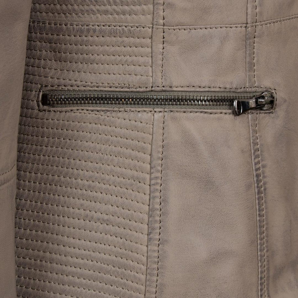 Hide Park Meghan Collarless Leather Jacket Light Grey - Beales department store