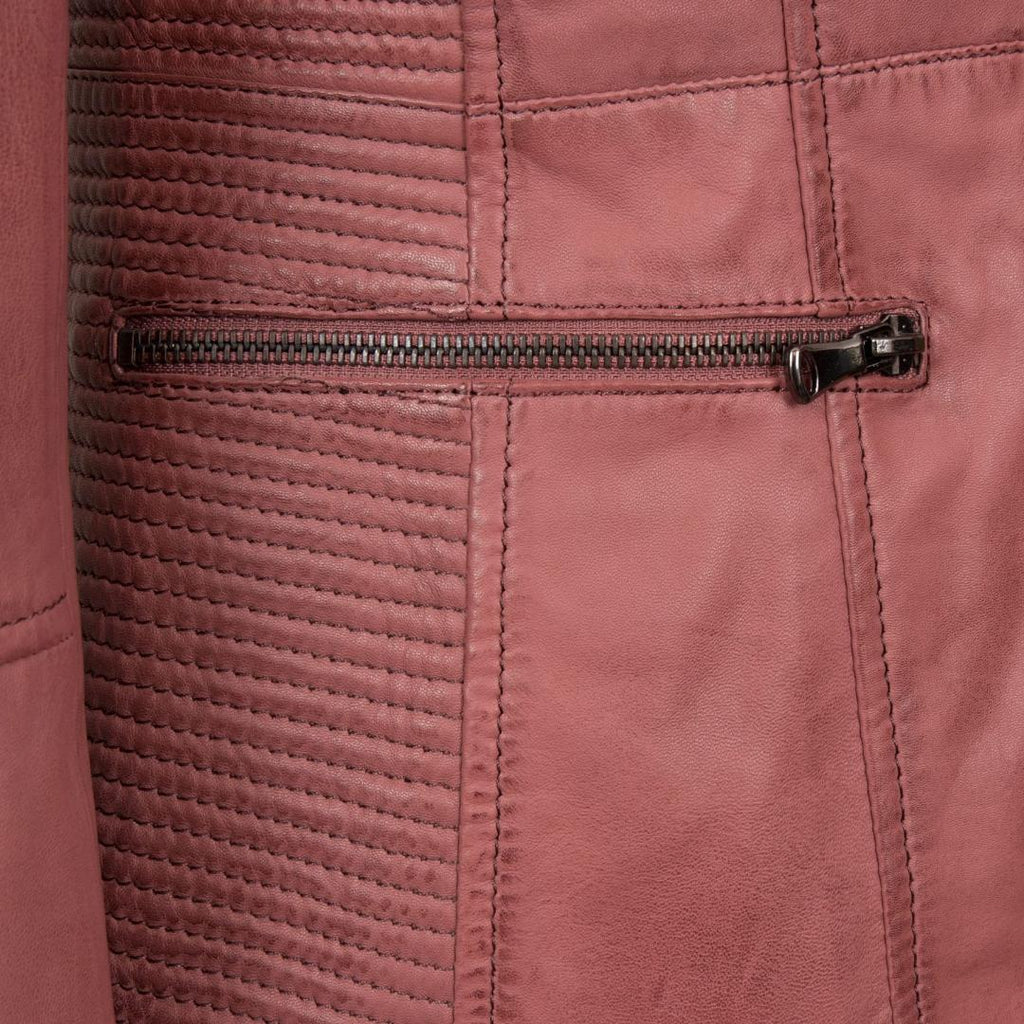 Hide Park Meghan Collarless Leather Jacket Pink - Beales department store