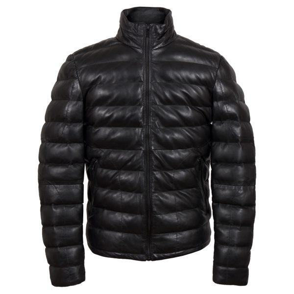 Hide Park Palmer Men’s Black Funnel Leather Jacket - Beales department store