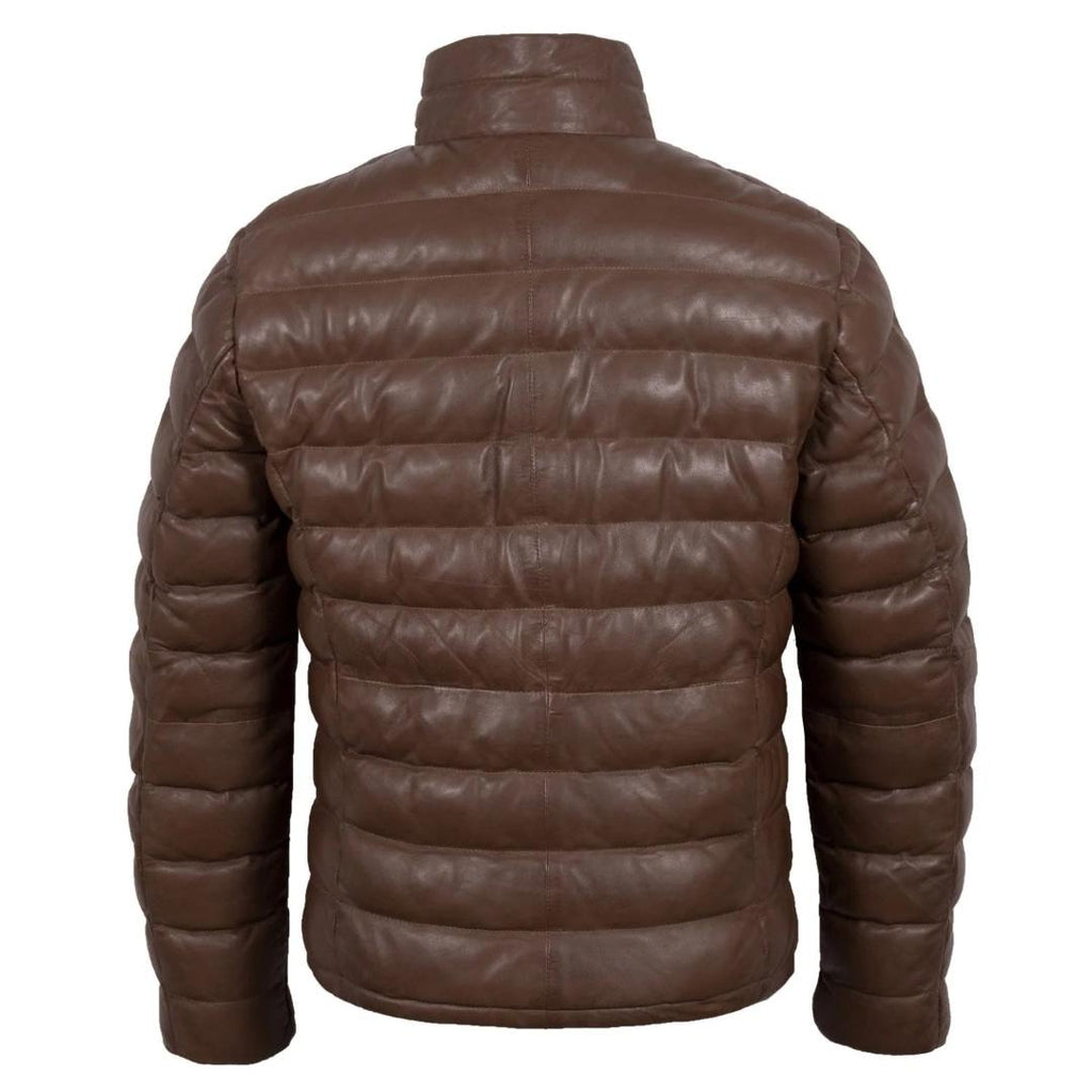 Hide Park Palmer Men's Brown Funnel Leather Jacket - Beales department store