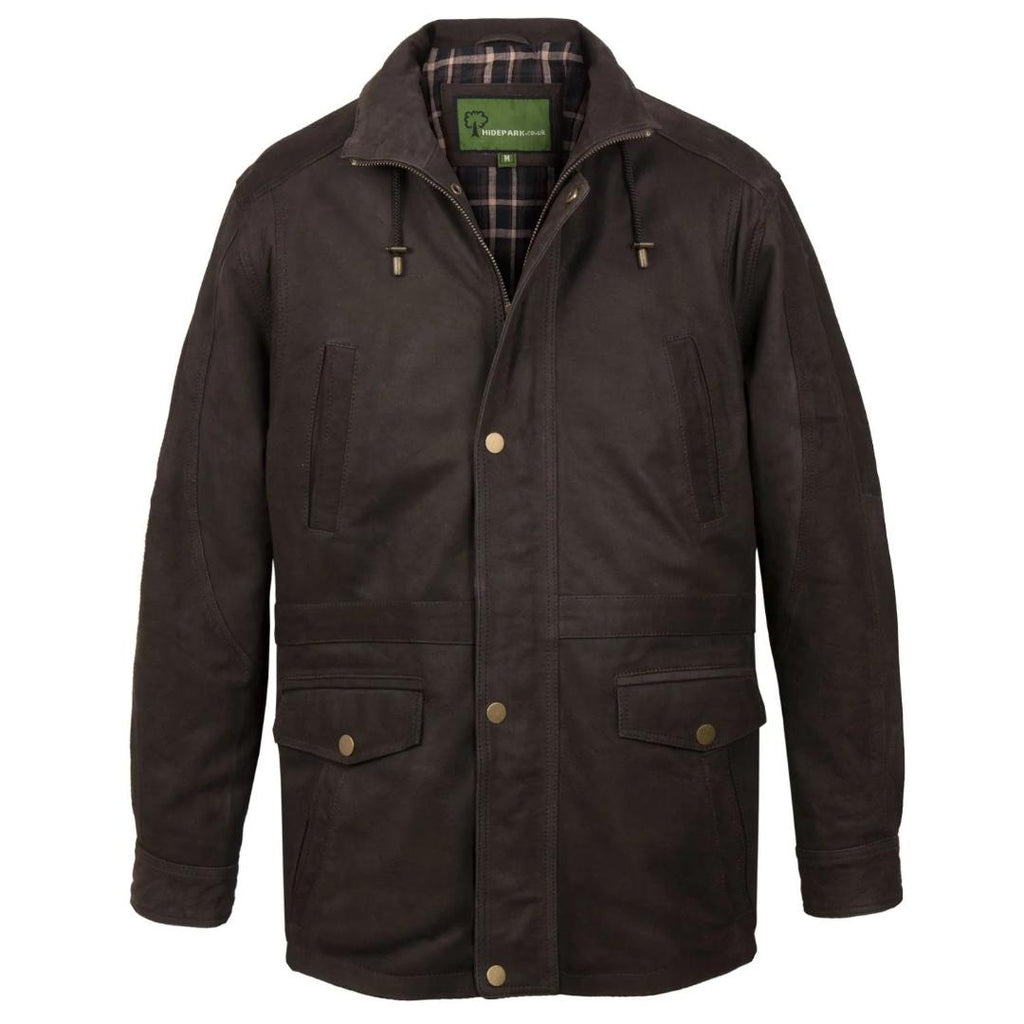 Hide Park Walker Men's Brown Leather Coat - Beales department store