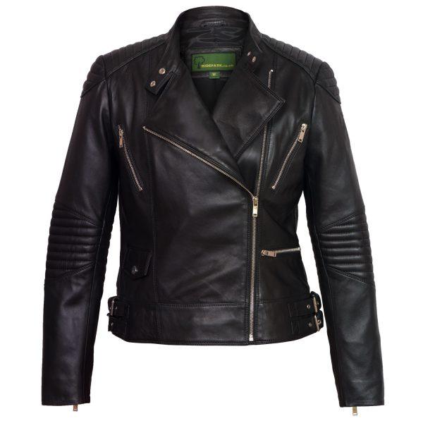 Hide Park Wendy Women’s Black Leather Biker Jacket - Beales department store