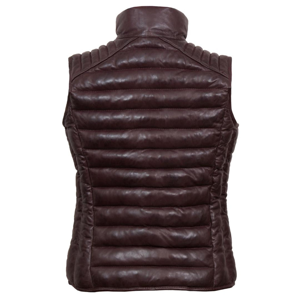 Hidepark Cathy: Women’s Burgundy Funnel Leather Gilet - Beales department store