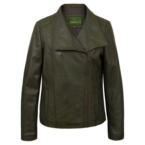 Hidepark Cayla: Women’s Green Leather Biker Jacket - Beales department store