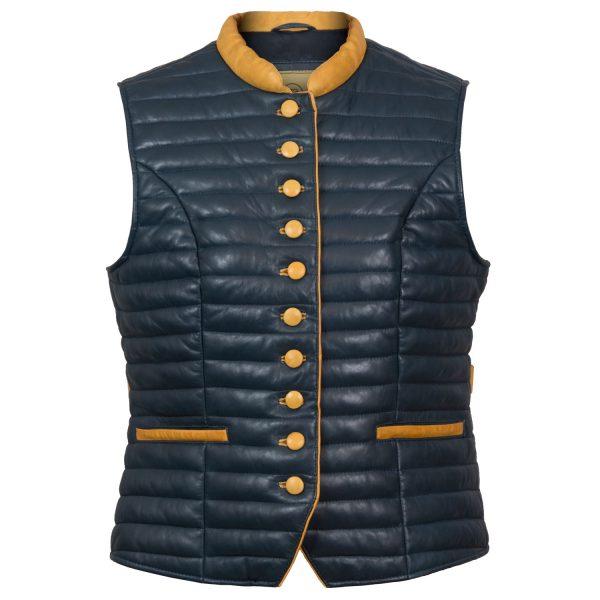 Hidepark Jasmine: Women’s Blue Funnel Leather Gilet - Beales department store