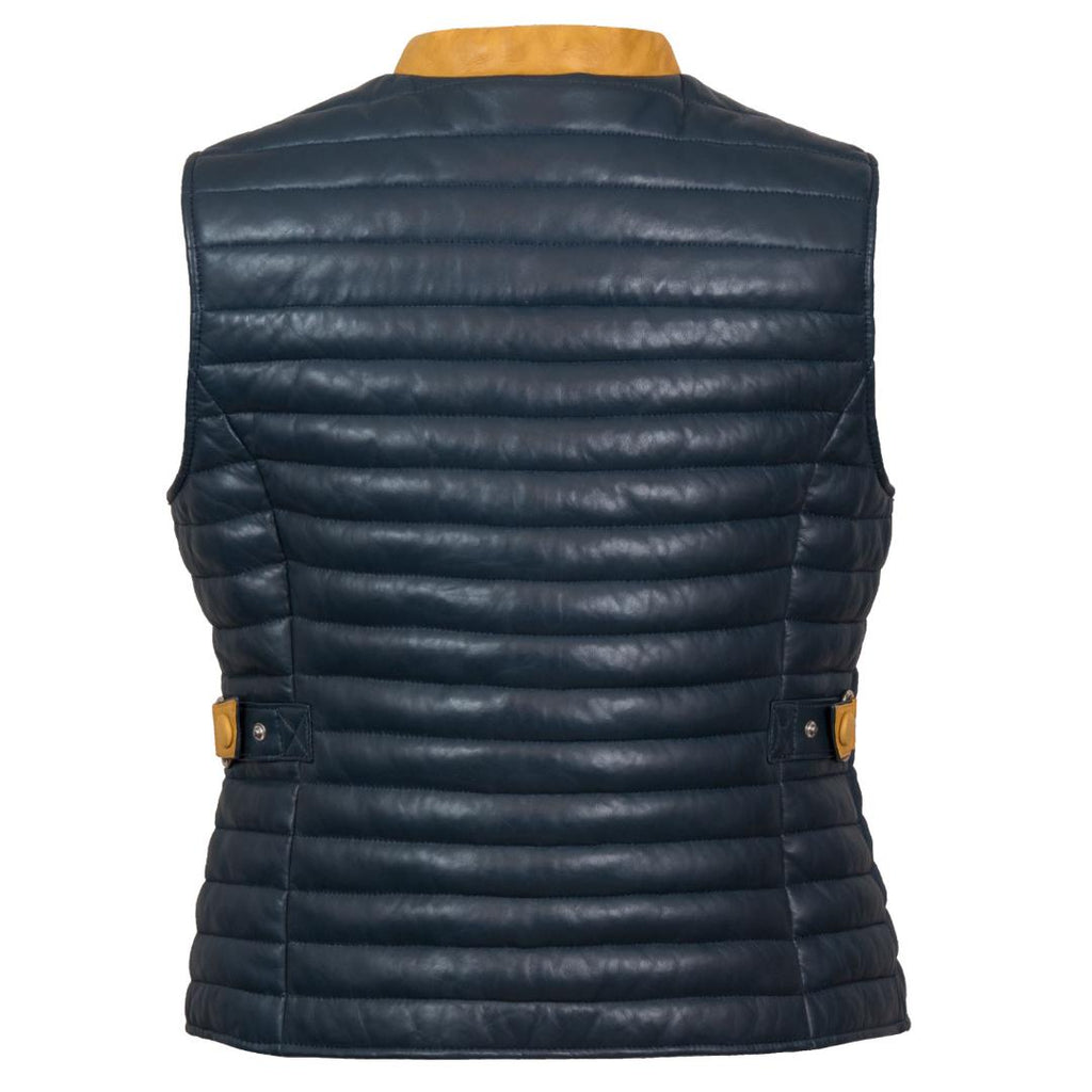 Hidepark Jasmine: Women’s Blue Funnel Leather Gilet - Beales department store