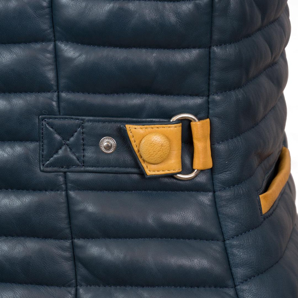 Hidepark Jasmine: Women’s Blue Funnel Leather Gilet - Beales department store