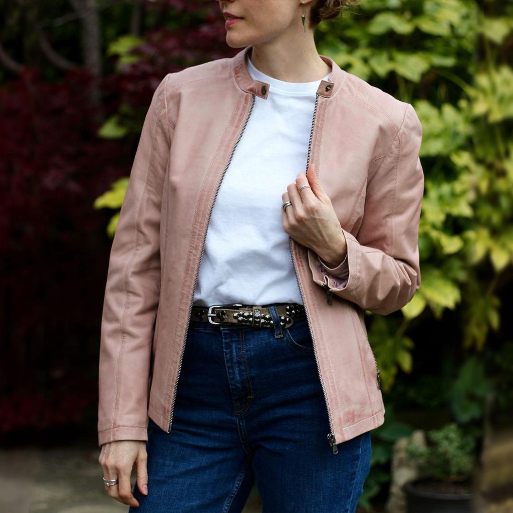 Hidepark Trudy: Women’s Pink Leather Biker Jacket - Beales department store