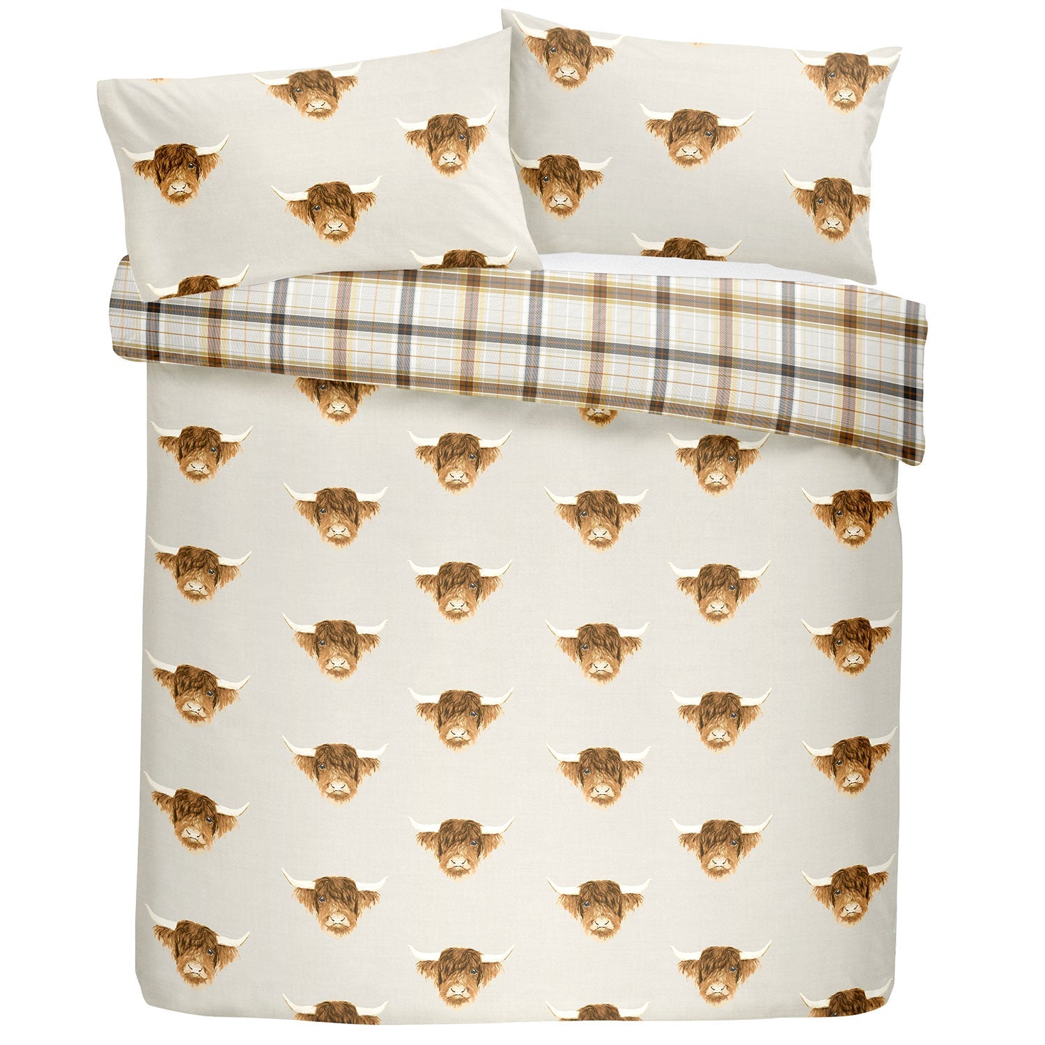 Highland Cow Ochre/Natural Duvet Set