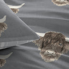 Highland Cow Grey Duvet Set