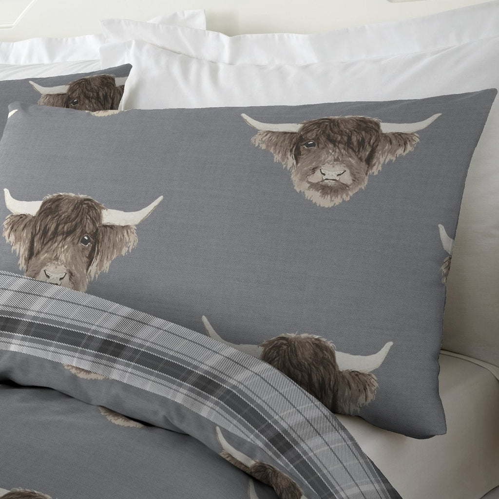 Highland Cow Grey Duvet Set