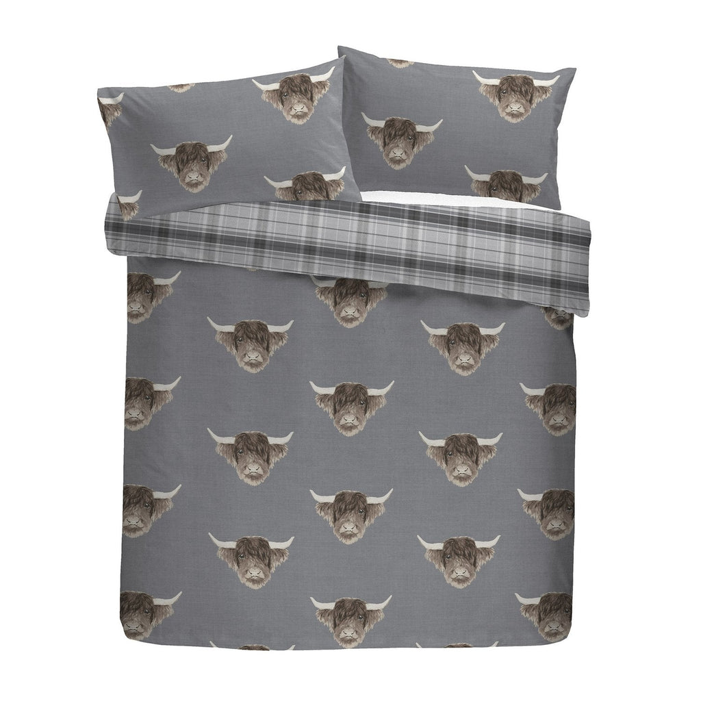 Highland Cow Grey Duvet Set