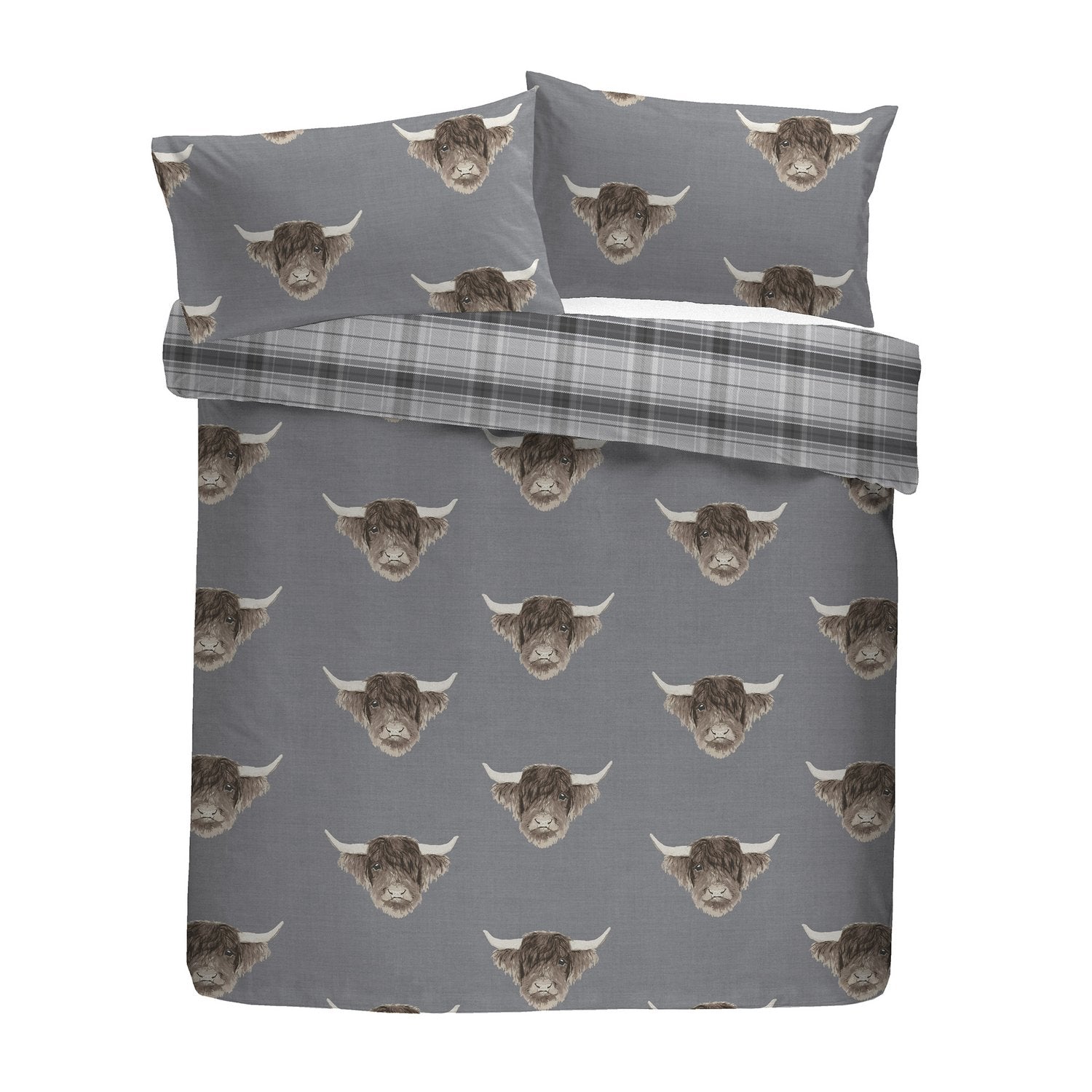 Highland Cow Grey Duvet Set