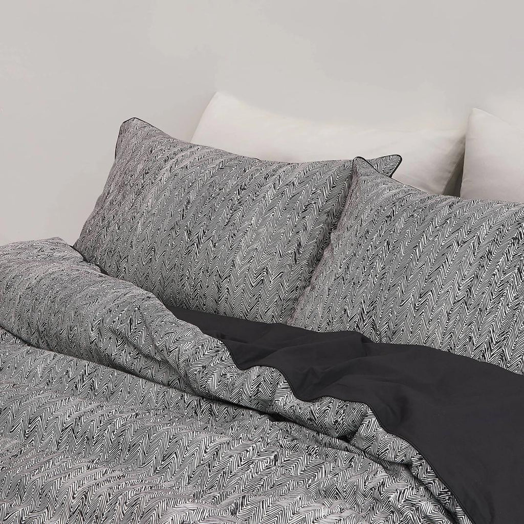 Himeya In - Sync Duvet Cover - Grey Pinstripe - Beales department store