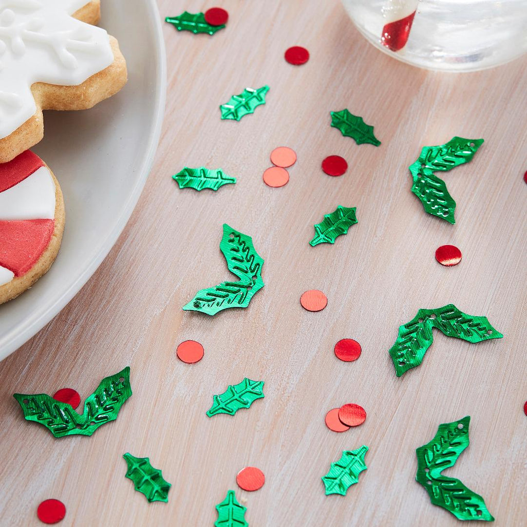 Holly Shaped Christmas Table Confetti - Beales department store