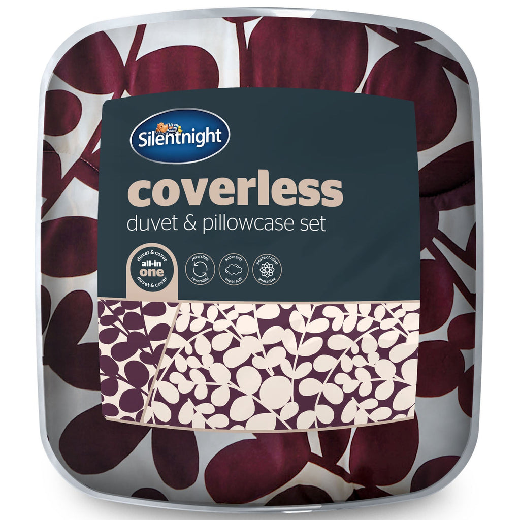Silentnight Leaf Berry Coverless 10.5 Tog Duvet And Pillowcase