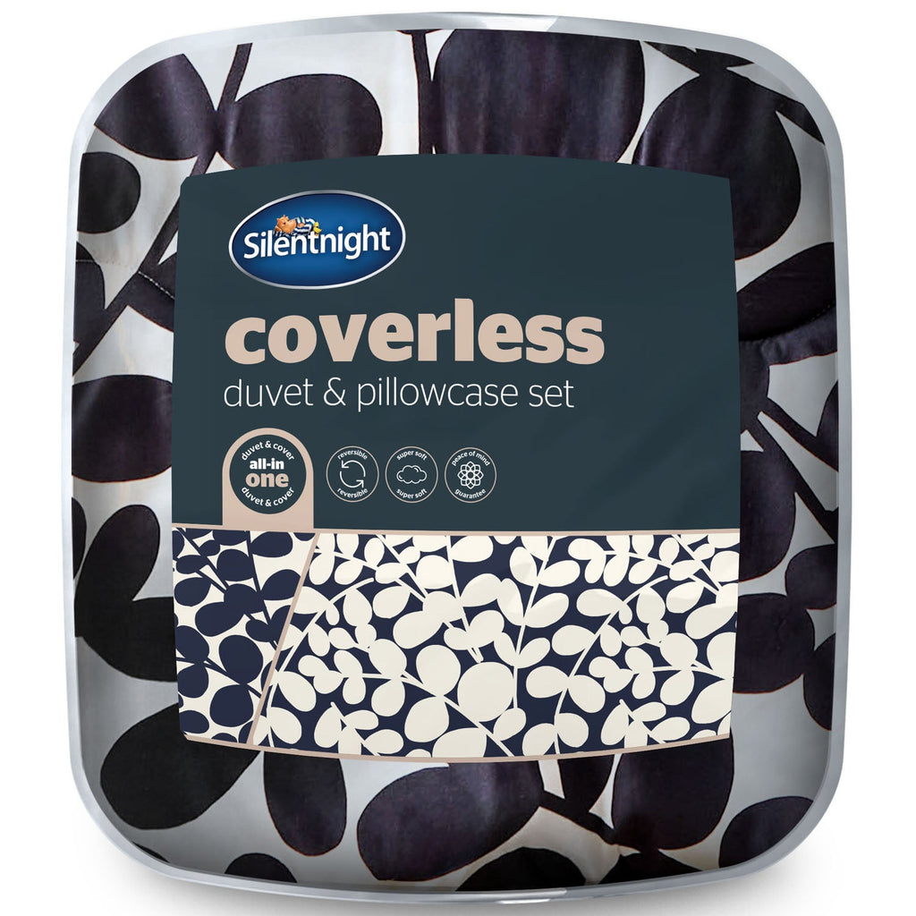Silentnight Leaf Navy Coverless 10.5 Tog Duvet And Pillowcase