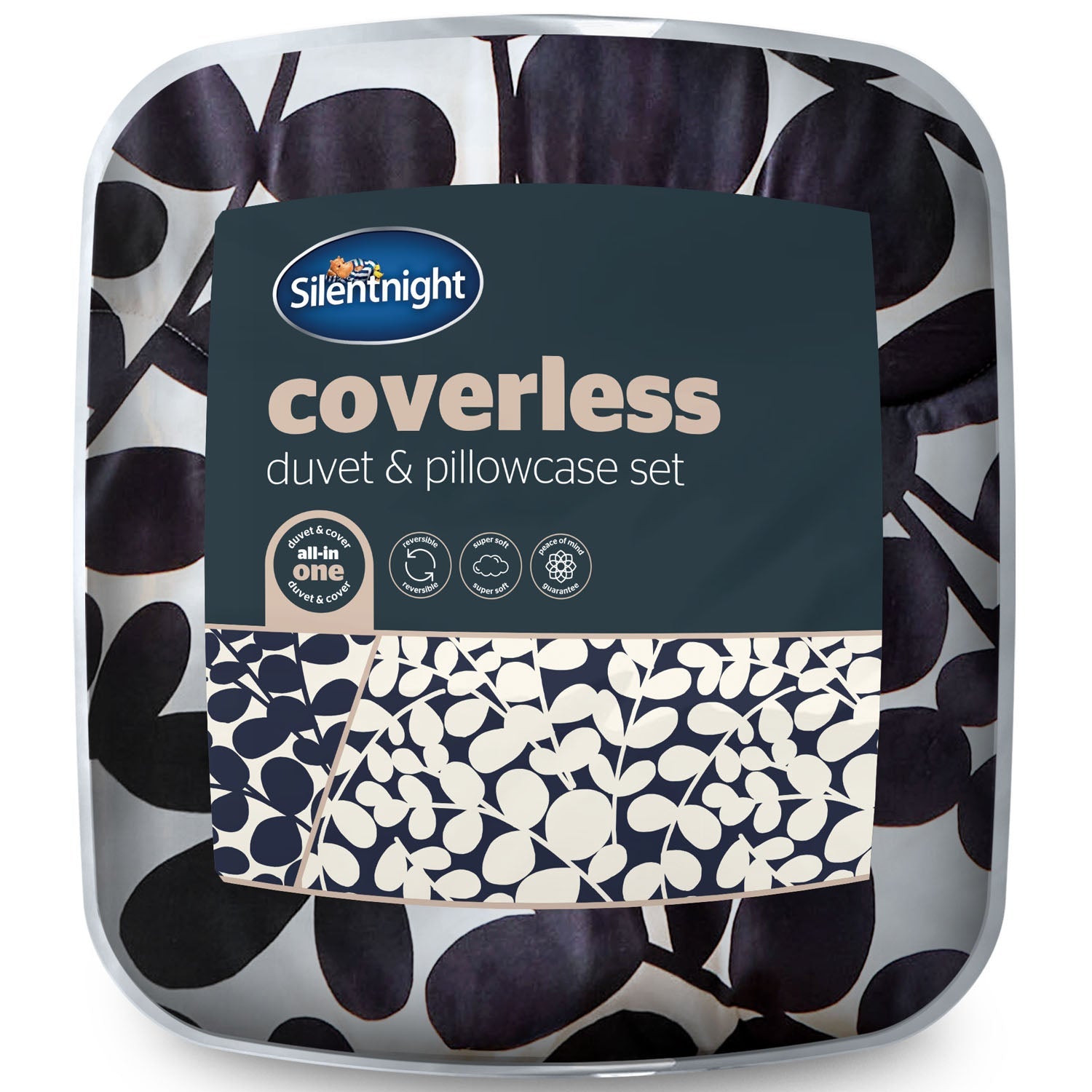 Silentnight Leaf Navy Coverless 10.5 Tog Duvet And Pillowcase