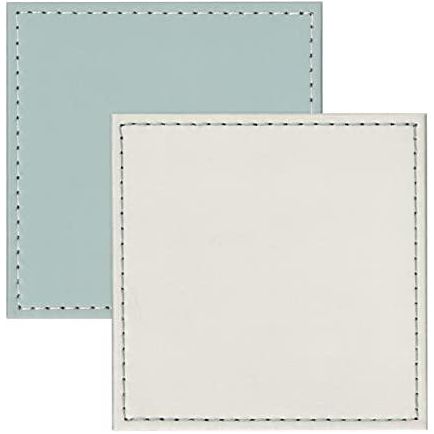 iStyle Faux Leather Square Reversible Coasters - Stone & Duck Egg - Set Of 4 - Beales department store