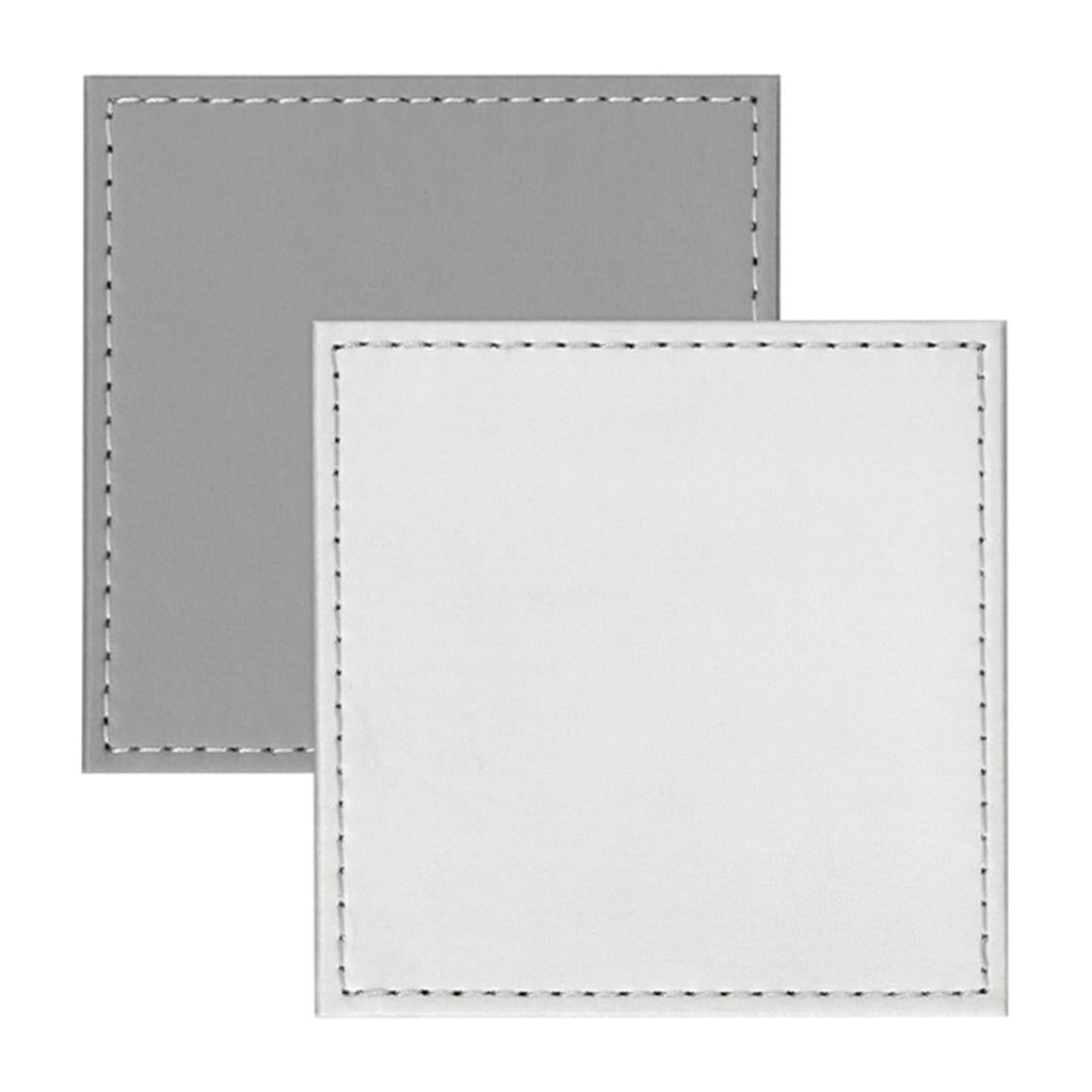 iStyle Faux Leather Square Reversible Coasters - White & Grey - Set Of 4 - Beales department store