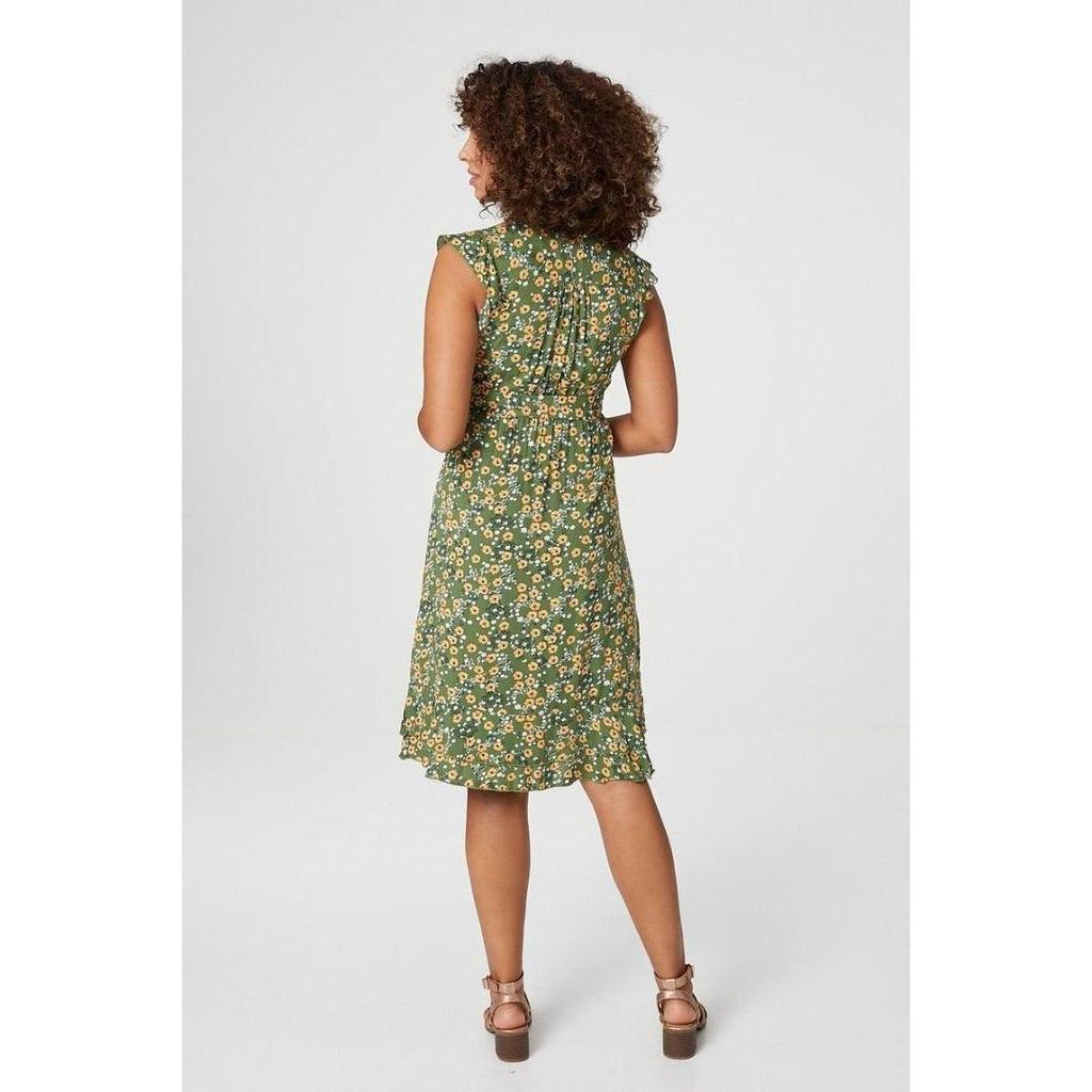 Izabel London Ditsy Floral Sleeveless Sundress In Green - Beales department store