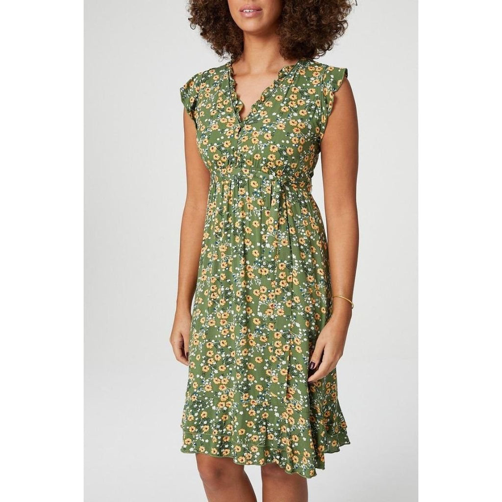 Izabel London Ditsy Floral Sleeveless Sundress In Green - Beales department store