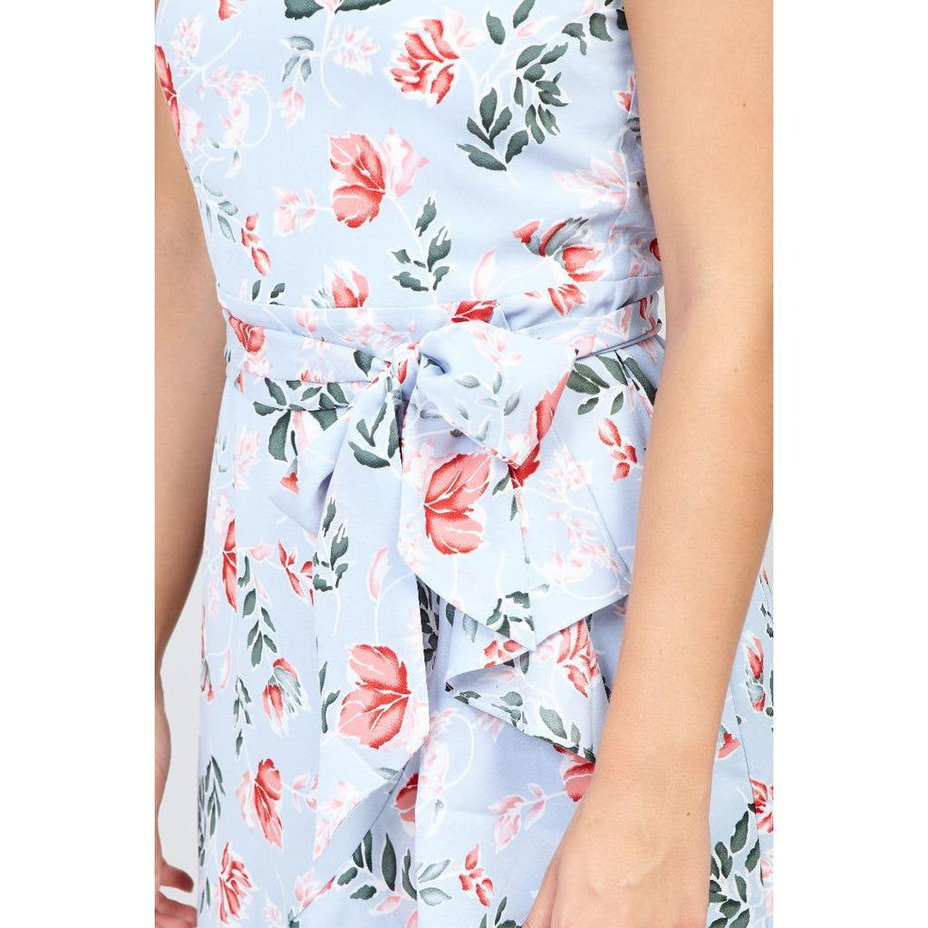 Izabel London Floral Pephem Tea Dress Blue - Beales department store