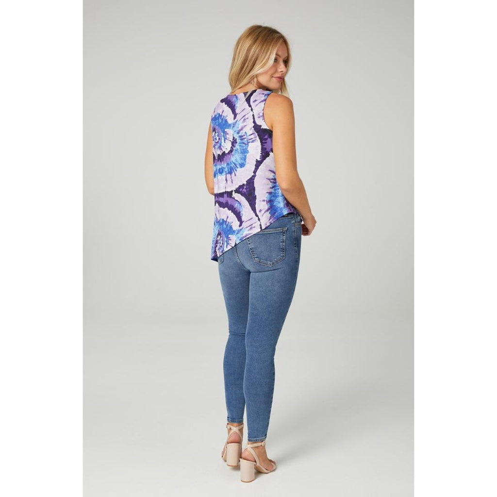 Izabel London Multi Purple Detailed Sleeveles High Low Top - Beales department store