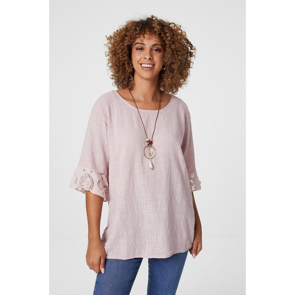 Izabel London Oversized Blouse With Necklace In Pink - Beales department store