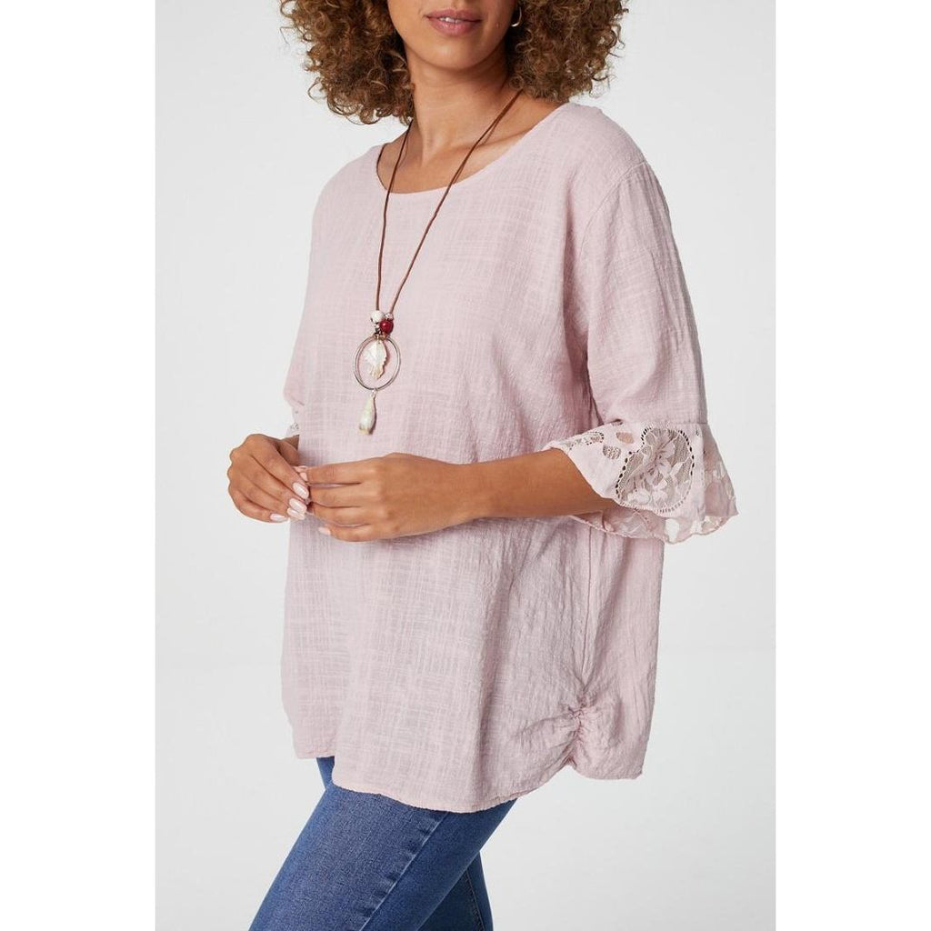 Izabel London Oversized Blouse With Necklace In Pink - Beales department store