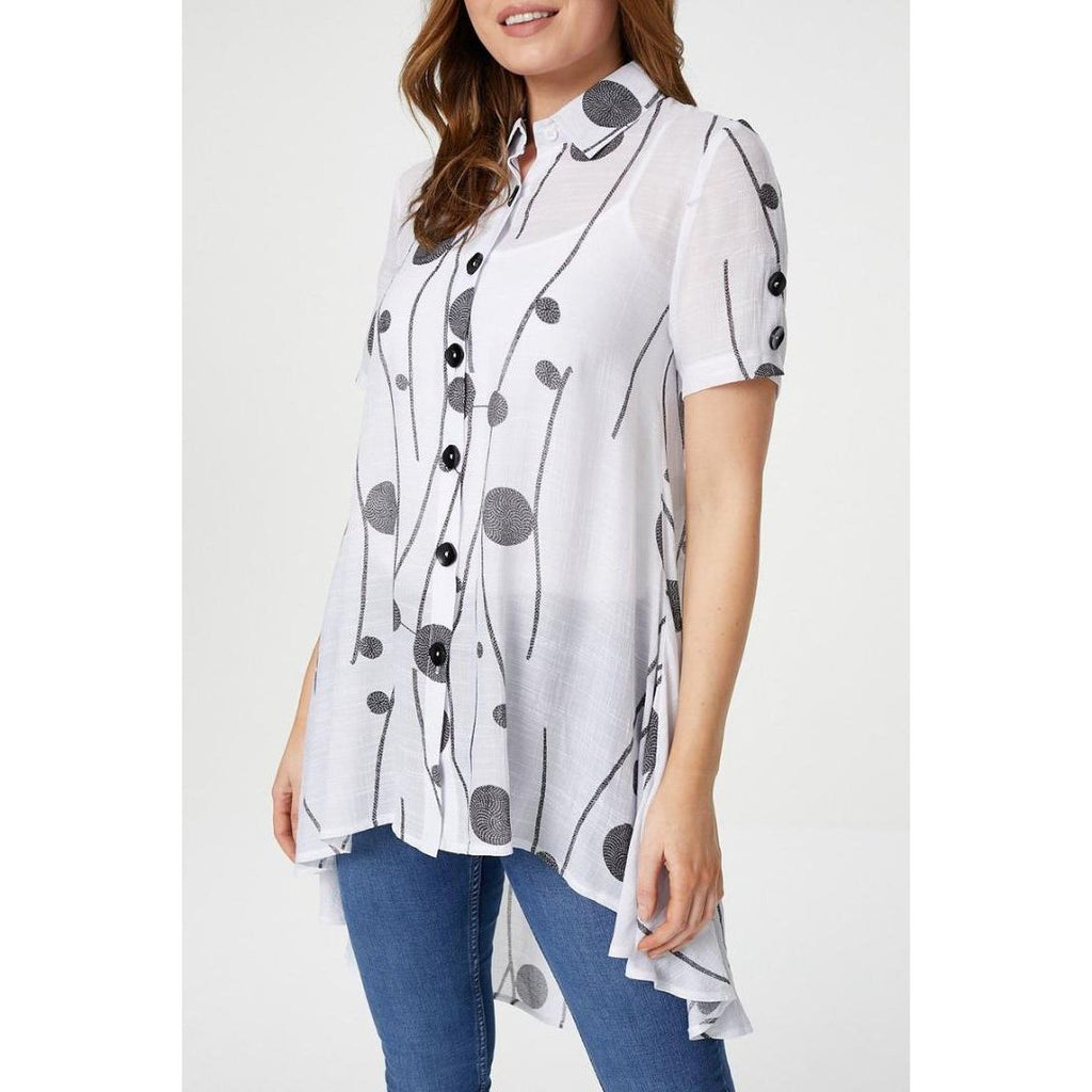 Izabel London Polka Dot Short Sleeve Shirt In White - Beales department store