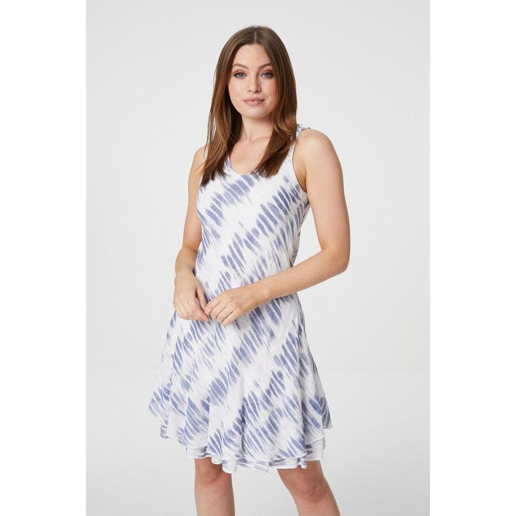 Izabel London Tie Dye Sleeveless Sun Dress In Navy - Beales department store