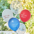Red, White & Blue Party Like Royalty Balloons- 5 Inner Pack