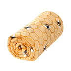 Bee Ochre Printed Fleece Throw (130cm x 150cm)