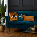 Ochre Velvet Bumblebee Embroidered Cushion (43cm x 43cm)